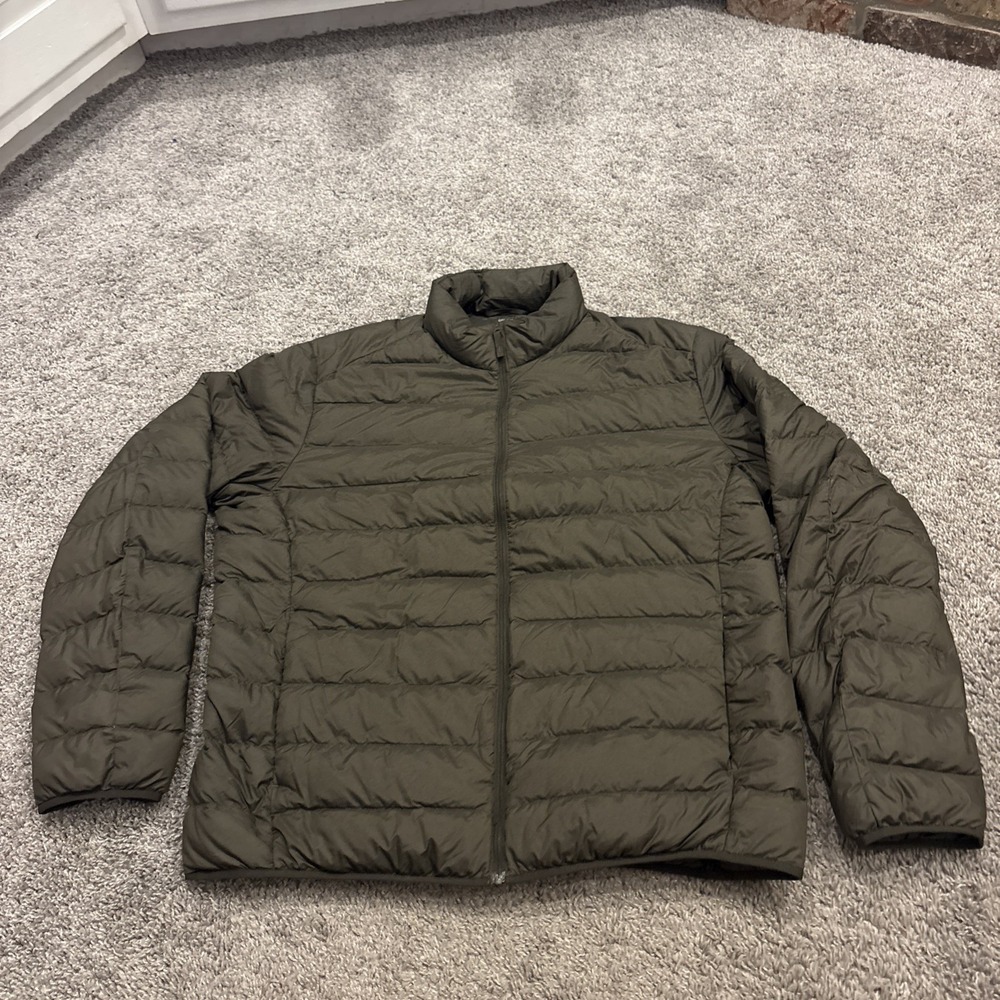 Uniqlo Jacket Men Extra Large Green Ultra Light Down Full Zip Pocket Performance